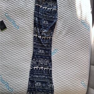 Blue Elephant Print Flare Pants